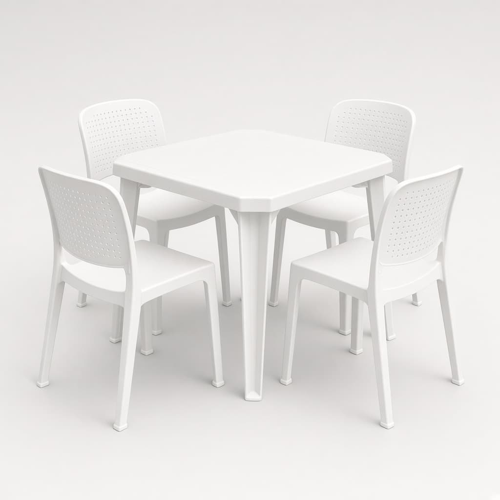 Conjunto de Plástico Quadrado Topplast 4 Lugares Bistrô